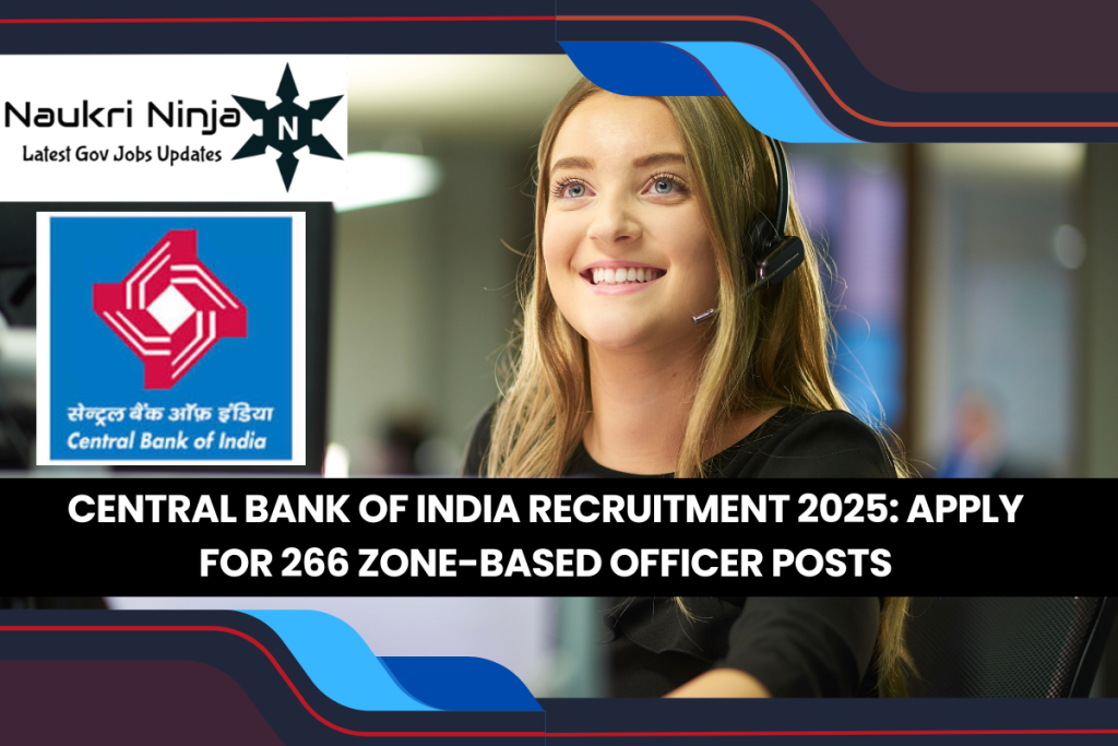 Central Bank of India Recruitment 2025: Apply for 266 Zone-Based Officer Posts