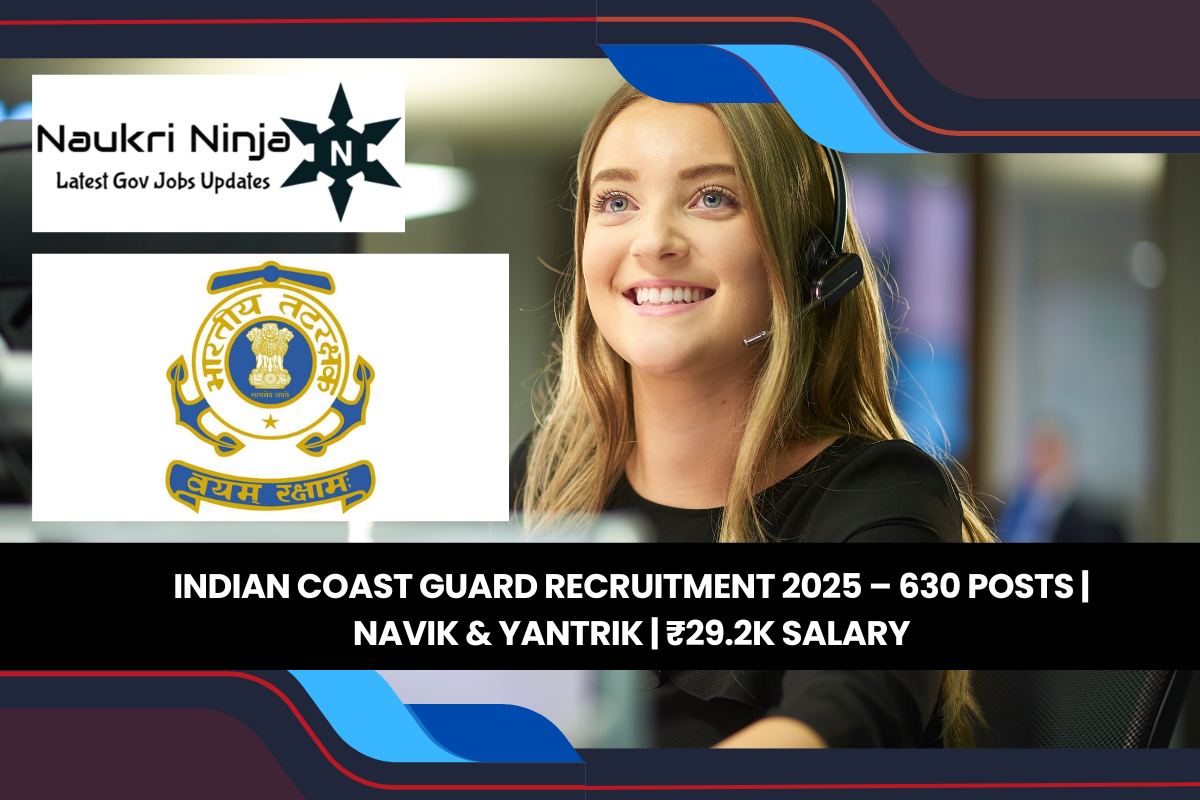 Indian Coast Guard Recruitment 2025 – 630 Posts | Navik & Yantrik | ₹29.2K Salary