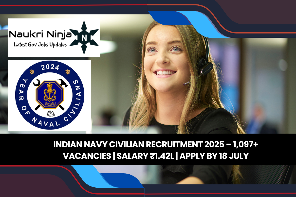 Indian Navy Civilian Recruitment 2025 – 1,097+ Vacancies | Salary ₹1.42L | Apply by 18 July