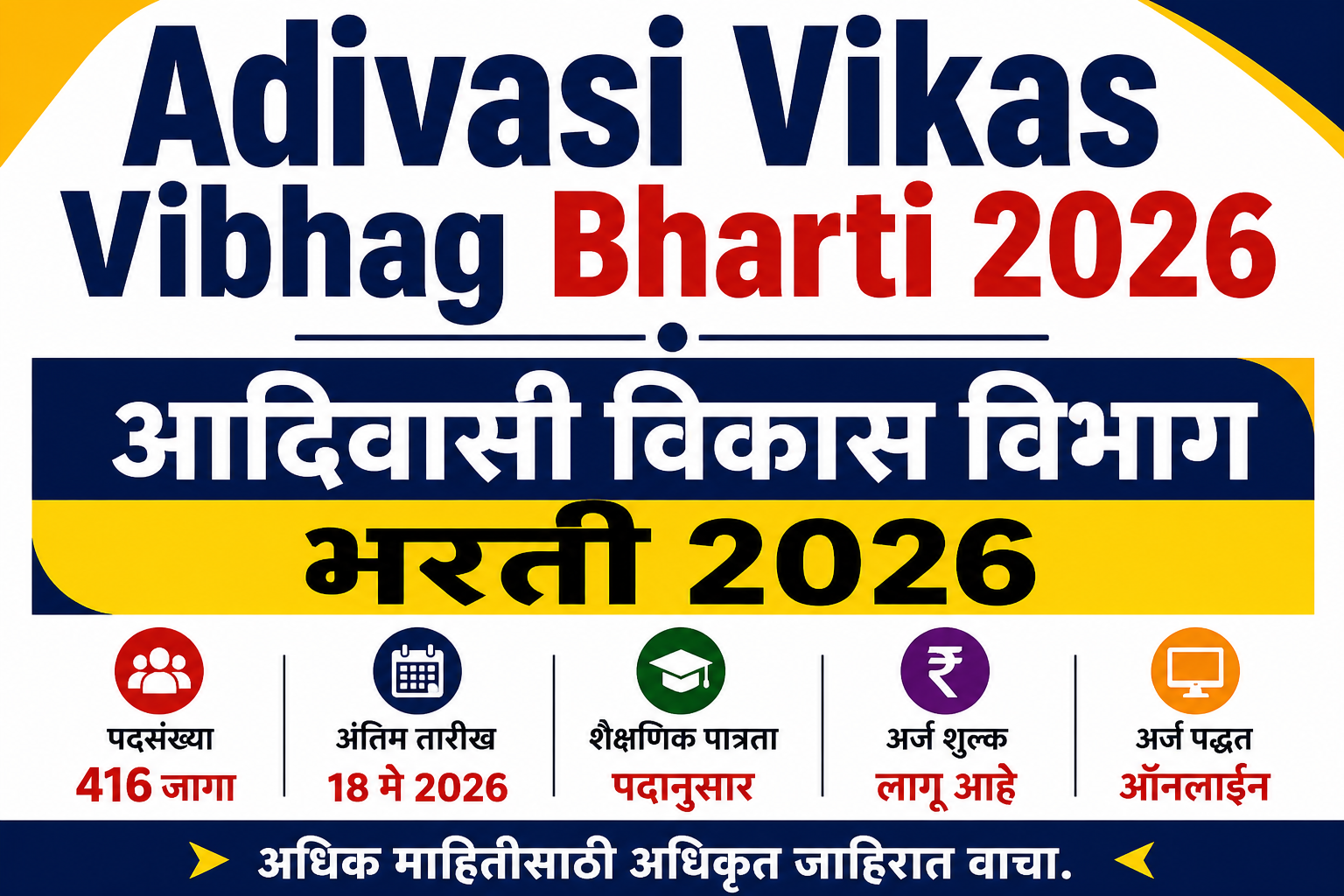 Adivasi Vikas Vibhag Bharti 2026 – 416 पदे